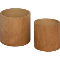 Atmosphera Keramische Plantpotten - Set van 2 stuks - Ø15xH14cm - Bruin