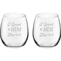 Royal Leerdam Gegraveerde set drinkglazen 39cl I loved her first - I loved him first