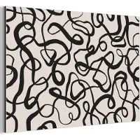MuchoWow Aluminium schilderij 60x40 cm - Wanddecoratie metaal - Lijnen - Kunst - Zwart - Beige - Metalen muurdecoratie woonkamer - Decoratie industrieel - Foto op dibond - Industriële accessoires slaapkamer