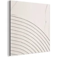 MuchoWow Aluminium schilderij 90x90 cm - Wanddecoratie metaal - Kunst - Wit - Lijnen - Abstract - Metalen muurdecoratie woonkamer - Decoratie industrieel - Foto op dibond - Industriële accessoires slaapkamer