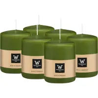 Wiedemann Cilinderkaars/stompkaars - 6x - olijfgroen - 6 x 8 cm - 29 branduren - zuilkaarsen