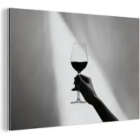 MuchoWow Aluminium schilderij 120x80 cm - Wanddecoratie metaal - Lichtinval - Wijn - Rood - Glas - Metalen muurdecoratie woonkamer - Decoratie industrieel - Foto op dibond - Industriële accessoires slaapkamer