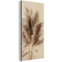 MuchoWow Aluminium schilderij 80x160 cm - Wanddecoratie metaal - Graan - Pastel - Natuur - Metalen muurdecoratie woonkamer - Decoratie industrieel - Foto op dibond - Industriële accessoires slaapkamer
