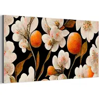 MuchoWow Aluminium schilderij 120x60 cm - Wanddecoratie metaal - Bloemen - Wit - Oranje - Natuur - Metalen muurdecoratie woonkamer - Decoratie industrieel - Foto op dibond - Industriële accessoires slaapkamer