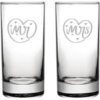 Fusion Gegraveerde set longdrinkglazen 28,5cl Mr. In hartje - Mrs. In hartje