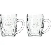Libbey Gegraveerde set bierpullen 55cl Mr. In hartje - Mrs. In hartje