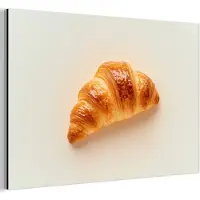 MuchoWow Aluminium schilderij 120x80 cm - Wanddecoratie metaal - Croissant - Brood - Beige - Metalen muurdecoratie woonkamer - Decoratie industrieel - Foto op dibond - Industriële accessoires slaapkamer