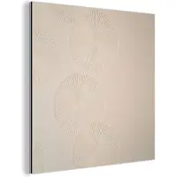 MuchoWow Aluminium schilderij 50x50 cm - Wanddecoratie metaal - Japandi - Beige - Modern - Metalen muurdecoratie woonkamer - Decoratie industrieel - Foto op dibond - Industriële accessoires slaapkamer