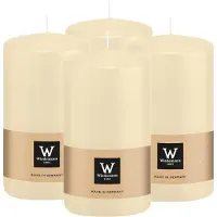 Wiedemann Cilinderkaars/stompkaars - 4x - creme wit - 12 x 6 cm - 33 branduren - zuilkaarsen