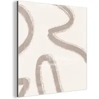 MuchoWow Aluminium schilderij 50x50 cm - Wanddecoratie metaal - Moderne kunst - Beige - Abstract - Metalen muurdecoratie woonkamer - Decoratie industrieel - Foto op dibond - Industriële accessoires slaapkamer