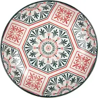 Clayre & Eef Ontbijtbord Ø 21x3 cm Wit Rood Keramiek