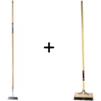 Synx Tools Rechte schoffel 20cm Met Steel 160 cm en Staaldraad Bezem Met Steel 150cm - Buitenbezem - Hark