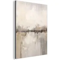 MuchoWow Aluminium schilderij 90x120 cm - Wanddecoratie metaal - Moderne kunst - Abstract - Beige - Metalen muurdecoratie woonkamer - Decoratie industrieel - Foto op dibond - Industriële accessoires slaapkamer