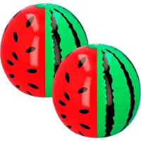 Boland Opblaasbare fruit watermeloen XL - 2x - 35 cm - groot formaat - fun opblaasartikelen