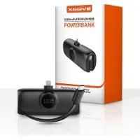 Xssive Mini Powerbank 5000 mAh - Geschikt voor Powerbank iPhone 14 Pro Max / iPad met Lightning Poort - Ingebouwde 20W USB C Snellader Kabel voor 16 Pro Max - 20W Fast Charger - Compact en Licht - Zwart