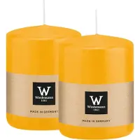 Wiedemann Cilinderkaars/stompkaars - 2x - geel - 6 x 8 cm - 29 branduren - zuilkaarsen