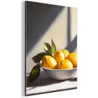 MuchoWow Aluminium schilderij 30x40 cm - Wanddecoratie metaal - Citroenen - Stilleven - Geel - Metalen muurdecoratie woonkamer - Decoratie industrieel - Foto op dibond - Industriële accessoires slaapkamer