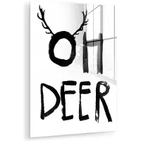 MuchoWow Glasschilderij 120x160 cm - Schilderij acrylglas - Quotes - Oh Deer - Kerst - Dieren - Gewei - Foto op glas - Muurdecoratie woonkamer - Wanddecoratie slaapkamer - Schilderijen