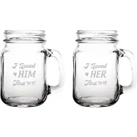 Fusion Gegraveerde set drinkglazen 45cl I loved him first - I loved her first