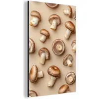 MuchoWow Aluminium schilderij 80x120 cm - Wanddecoratie metaal - Kastanje Champignons - Beige - Metalen muurdecoratie woonkamer - Decoratie industrieel - Foto op dibond - Industriële accessoires slaapkamer