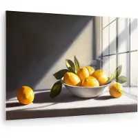 MuchoWow Glasschilderij 180x120 cm - Schilderij acrylglas - Citroenen - Stilleven - Geel - Foto op glas - Muurdecoratie woonkamer - Wanddecoratie slaapkamer - Schilderijen