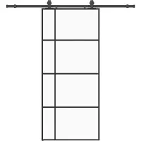vidaXL Schuifdeur met beslagset 90x205 cm ESG glas zwart