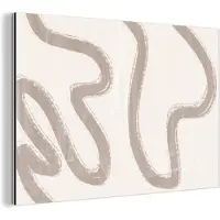 MuchoWow Aluminium schilderij 60x40 cm - Wanddecoratie metaal - Abstract - Moderne kunst - Beige - Metalen muurdecoratie woonkamer - Decoratie industrieel - Foto op dibond - Industriële accessoires slaapkamer