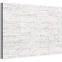 MuchoWow Aluminium schilderij 90x60 cm - Wanddecoratie metaal - Steen - Bakstenen - Wit - Textuur - Metalen muurdecoratie woonkamer - Decoratie industrieel - Foto op dibond - Industriële accessoires slaapkamer