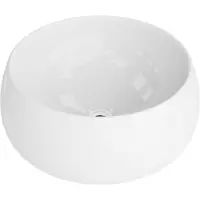 Domino LAVITA Opzetwastafel GRACIOSA Ronde Keramische Wastafel voor Badkamer en Gastentoilet - 405x405x150 mm - Wit Hoogglans - Wasbak op aanrecht - Keramik Waskom opbouw zonder kraangat en zonder overloop