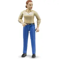 BRUDER Toys - Bworld Vrouw Actiefiguur Licht Huid met Blauw Jeans - Leeftijd 4+