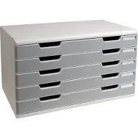 Exacompta MODULO A3-ladebox 5 laden steengrijs, voor A4-A3+, stofdicht, stil met veiligheidsstop, stapelbaar