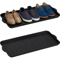 Relaxdays XL afdruipmat schoenen - set van 2 - schoenenmat - afdruipbak - schoenenschaal