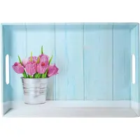 Kesper Diep Dienblad Rechthoekig - Tulpen Print - Design koffie / Thee dienblad - Dienblad met handvatten - Melamine - 50 x 35 x 4.5 Cm