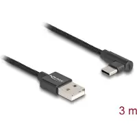 DeLOCK USB 2.0 Cable Type-A male to USB Type-C male angled 3 m black