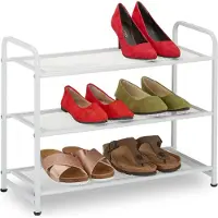 Relaxdays schoenenrek - 6 paar schoenen - staal - schoenenmeubel - 3 etages - modern - wit