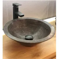 Casajoy Waskom rond natuursteen 40x14.5 cm cairo zwart op=op