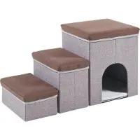 En.casa Hondentrap Vojens loopplank 76x33x43 cm donkerbruin en grijs []