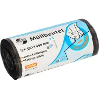 Deiss UNIVERSAL PLUS afvalzakken, gemaakt van HDPE, B 390 x H 490 mm, 15 liter, grijs, 50 stuks