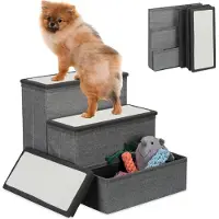Relaxdays hondentrap kleine honden - 39 cm - voor bank - opvouwbaar - kattentrap