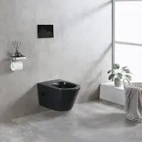Boss & Wessing Wandcloset bws astev rimless met bidetkraan koud water mat zwart