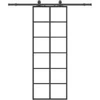vidaXL Schuifdeur met beslag, zwart, 76x205 cm, veiligheidsglas