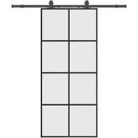 vidaXL Schuifdeur met beslagset 90x205 cm ESG glas zwart