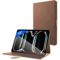 Phreeze Luxe Case Geschikt voor iPad Pro 13 inch M4 (2024) Hoes Bruin Cover Hoesje A2925 , A2926