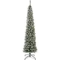Everlands Kunstkerstboom Pencil Pine Snowy 240 cm Hoog Groen Wit Besneeuwd