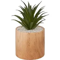 Atmosphera Kunstplant Hangplant met houten pot - Ø9xH17cm - Groen