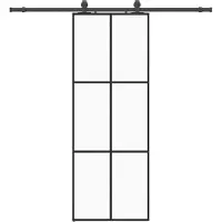 vidaXL Schuifdeur met beslag, zwart, 76x205 cm, veiligheidsglas