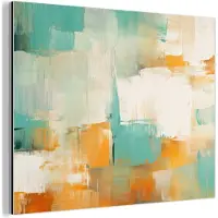 MuchoWow Aluminium schilderij 80x60 cm - Wanddecoratie metaal - Kunst - Abstract - Blauw - Wit - Metalen muurdecoratie woonkamer - Decoratie industrieel - Foto op dibond - Industriële accessoires slaapkamer