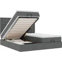 vidaXL Ottoman bed met matrassen 180x200cm stof donkergrijs