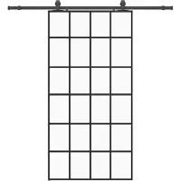 vidaXL Schuifdeur met beslagset 102x205 cm ESG glas zwart