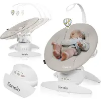 Lionelo Iris Premium Babyschommel – 360° Draaibaar Zitje – 3-standen Rugleuning – 3 Schommelbewegingen – 5 Snelheidsstanden – 12 Melodieën – Veiligheidsgordel – Tot 9 kg